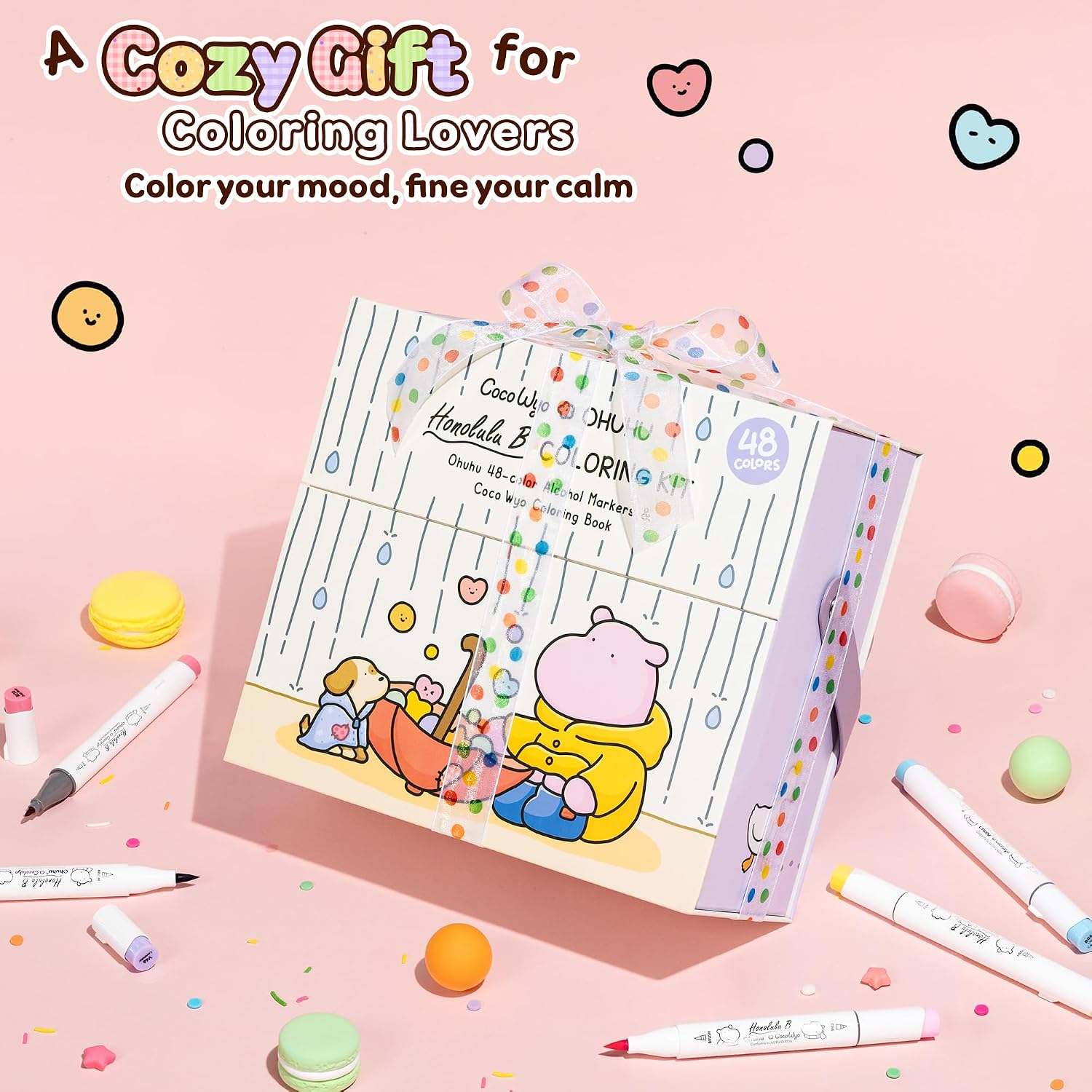 Ohuhu × Coco Wyo Coloring Set 48 Alcohol Markers& Coloring Book Brush& Fine thumbnail 8
