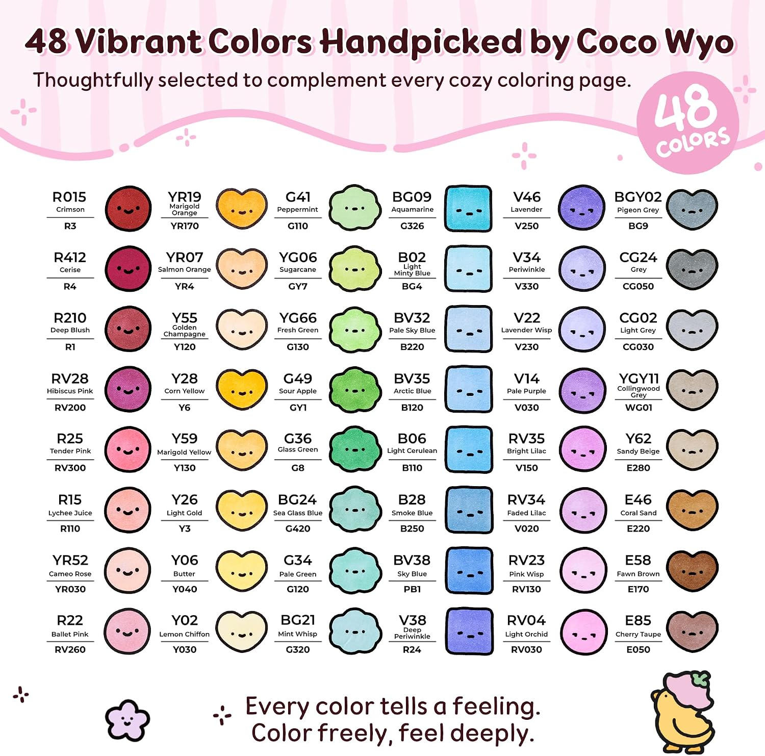 Ohuhu × Coco Wyo Coloring Set 48 Alcohol Markers& Coloring Book Brush& Fine thumbnail 5