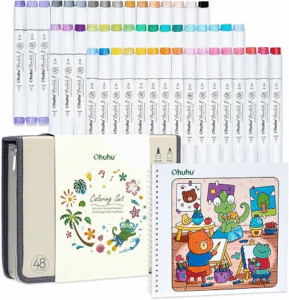 Ohuhu Honolulu B 48 Colors Alcohol Markers with Coloring Book