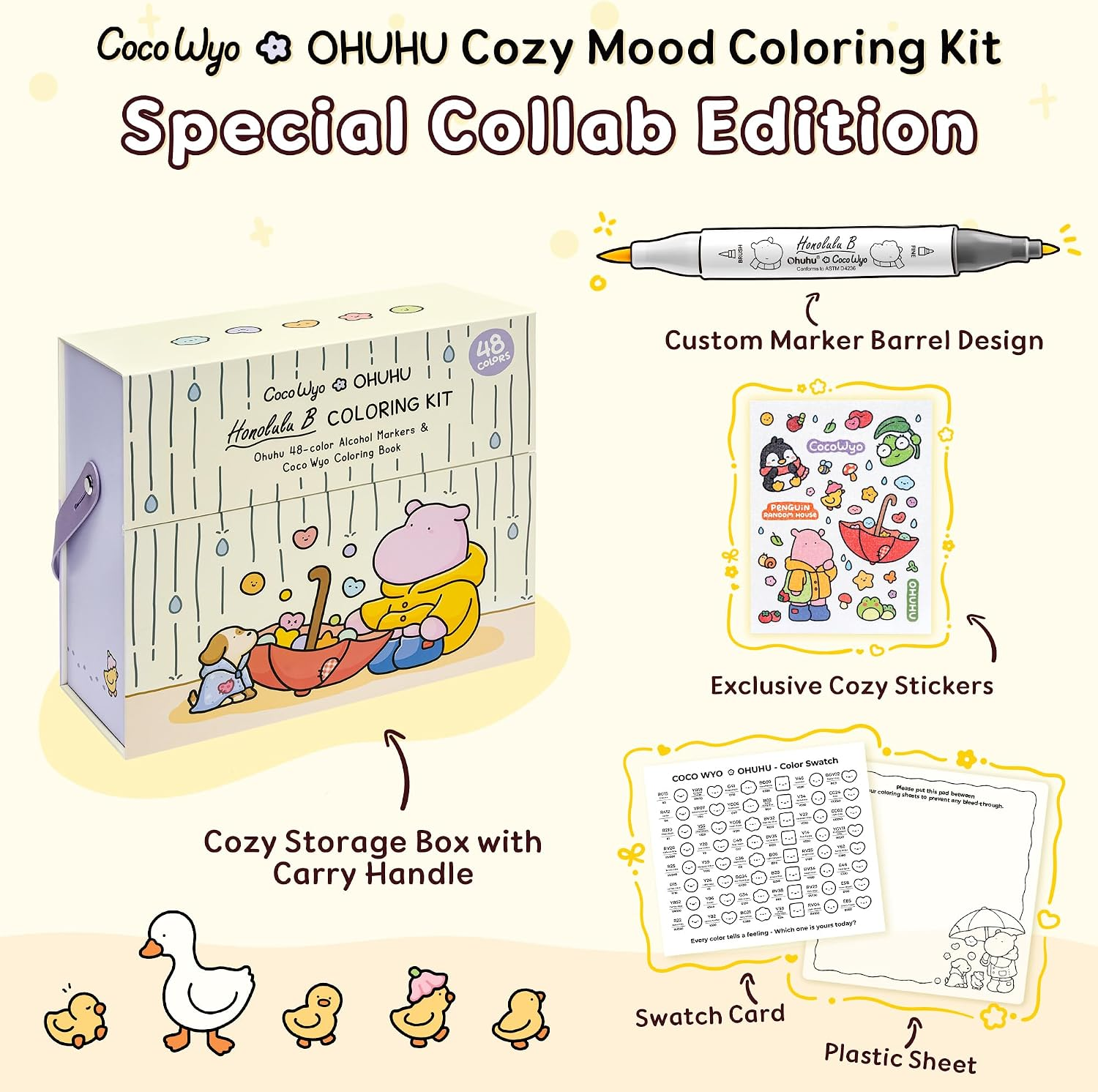 Ohuhu × Coco Wyo Coloring Set 48 Alcohol Markers& Coloring Book Brush& Fine thumbnail 3