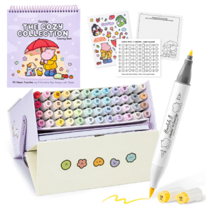 Ohuhu × Coco Wyo Coloring Set 48 Alcohol Markers& Coloring Book Brush& Fine