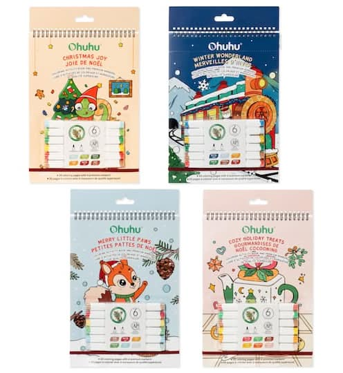 Ohuhu Christmas Joy Coloring Activity Book & Premium Markers, 8.5x 12 in, Assorted