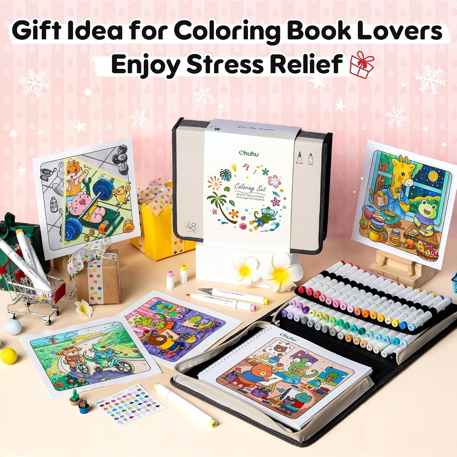 Ohuhu Honolulu B 48 Colors Alcohol Markers with Coloring Book thumbnail 7